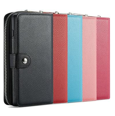 Litchi Pattern Wrist Strap Style Shockproof Side Flip PU Leather + Detachable Soft TPU Picture Frame with Magnetic Buckle and Card Slots Wallet Zipper Case for iPhone 11 Pro 5.8