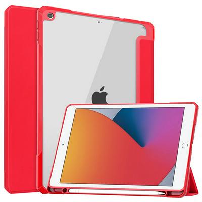 Solid Color Tri-Fold Stand Side Flip Auto Sleep Function PU Leather + Soft TPU Tablet Protective Case with Pen Slot for iPad8 10.2(2020)
