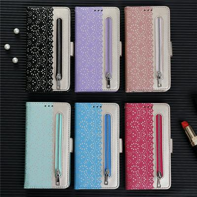 Zippered Wallet Case for Samsung Galaxy Note 10, Patterned Leather Phone Cover with Wrist Strap