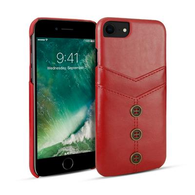 Case for iPhone 8/iPhone 7, Leather Card Holder Phone Cover with Bronze Buttons on the Back
