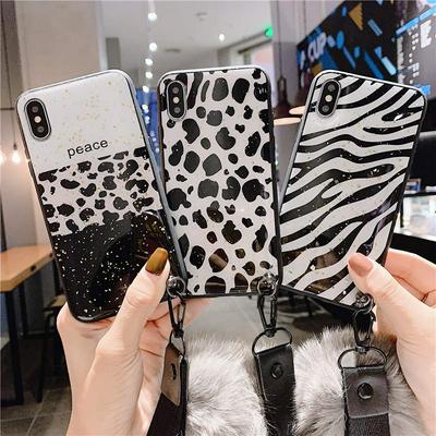 Epoxy Dripping Colored Painting with Gold Foil and Hairball Soft TPU Back Cover Case for iPhone XR 6.1 