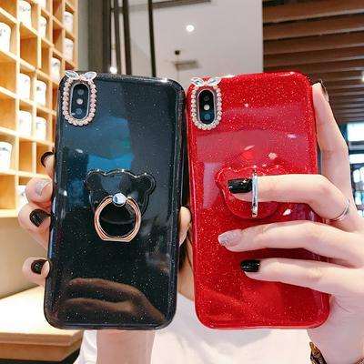 Glitter Phone Case for iPhone XR, Bling Hard Phone Cover with Finger Ring