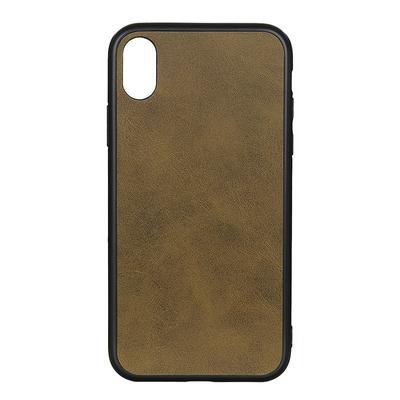 Leather-coated Phone Case for iPhone XR, Cowhide Grain Shockproof Protective Case