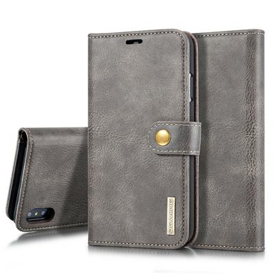 DG.MING Wallet Style PU Leather + Detachable PC Card Holder with Stand and Buckle Case for iPhone Xs Max 6.5
