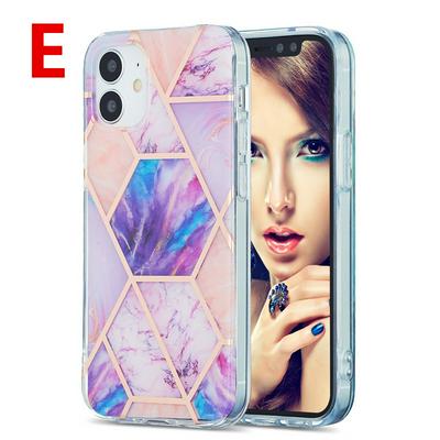 Electroplating Double-sided IMD Stitching Marble Anti-fall Anti-fingerprint Soft TPU Back Cover Phone Case for iPhone 12 mini(5.4)