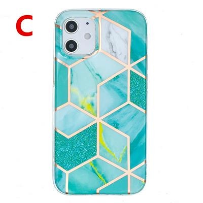 Geometric Patterns All-inclusive Plating Scratch Resistant Drop-proof Soft TPU Phone Case for iPhone 12 / 12 Pro(6.1)