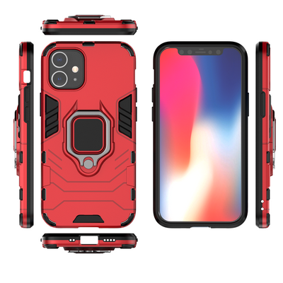Iron Man 2 in 1 Detachable Shockproof Anti-Scratch Soft TPU + Hard PC with Ring Kickstand Back Cover Case for iPhone 12 (5.4)