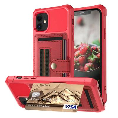 For iPhone 12 Mini (5.4) ZM06 Premium Vintage Shockproof All-Inclusive Hard PC Case with Card Slots Stand Function Cover Case Magnetic Folio Closure