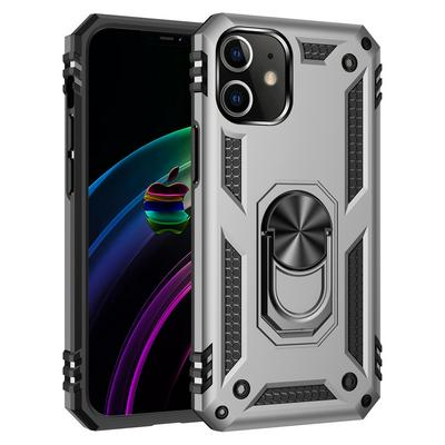 Thin Shockproof Scratch-Resistance PC+TPU Phone Protective Case with Metal Ring Kickstand and Metal Patch for Apple iPhone 12 Pro Max (6.7)