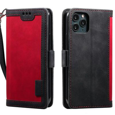 Retro Stitching Color Wrist Strap Style Side Flip Anti-Drop PU Leather + Soft TPU Picture Frame Card Slots with Magnetic Buckle and Stand Wallet Case for iPhone 12 Pro Max (6.7)