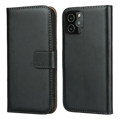 Plain Weave Shock-Absorption Side Flip Genuine Leather + Soft TPU Magnetic Buckle with Card Slots and Stand Wallet Case for iPhone 12 Pro Max (6.7)
