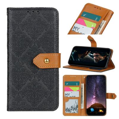 For iPhone 12/12 Pro(6.1) European Style Embossing Magnetic Buckle Flip Leather Case with Card Slot & Stand Function