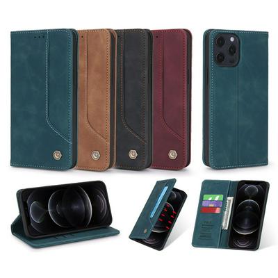 Retro Classic Strong Magnetic Type Shockproof PU Leather Wallet Phone Case for iPhone 12 / 12 Pro(6.1)