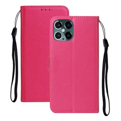 Solid Color Pattern Side Flip Scratch Resistant PU Leather Wallet Phone Protective Case with Stand and Wrist Strap for iPhone 12 Pro Max(6.7)