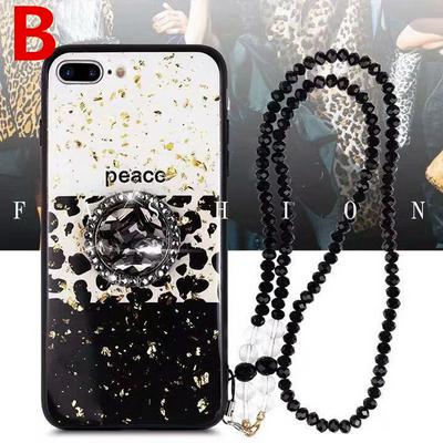 Bling Sparkle Glitter Gold Foil Hard PC with Diamond Studded Stand Holder and Strip Shockproof Anti-Scratch Back Cover Case for iPhone 7 / 8 