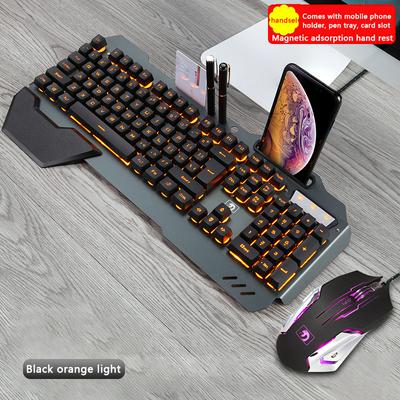 RGB Cool Keyboard and Mouse Set 16 Light Effect Keyboard with Card Slot, Pen Slots and Phone Slot and Wrist Rest