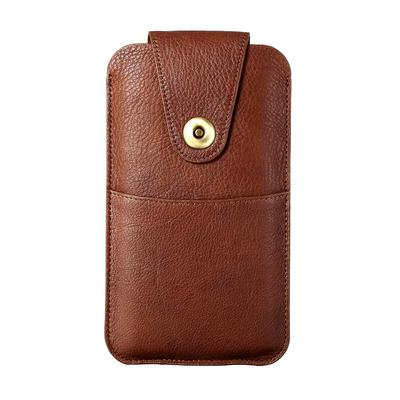 First Layer Cowhide Leather Phone Bag Simple Universal Waist Pack for 5.5-5.8inch Cell Phones