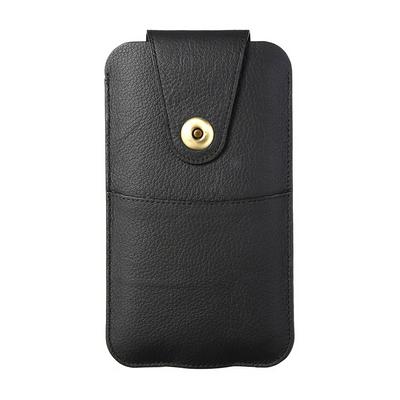 First Layer Cowhide Leather Phone Bag Simple Universal Waist Pack for 6.3-6.5inch Cell Phones
