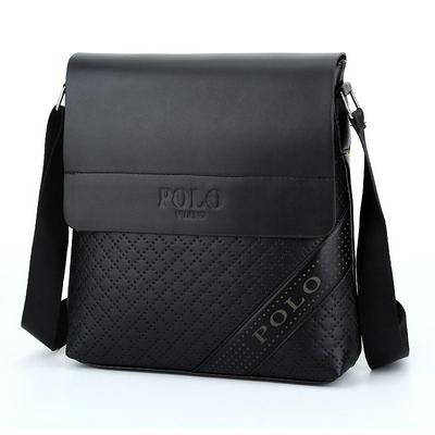 Men's Stylish Messenger Bag Textured PU Leather Bag with Flap