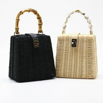 Women's Top Handle Rattan Handbag Crossbody Summer Beach Tote 
