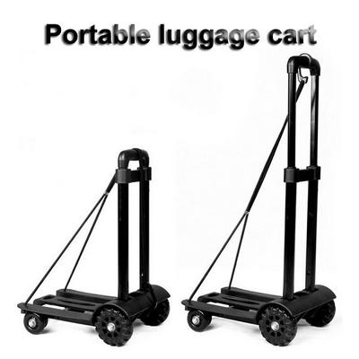 Heavy Duty Solid Construction Utility Lightweight Folding Hand Cart  with 4 Wheels and Telescopic Three-Fold Handle for Travel Luggage Moving Use