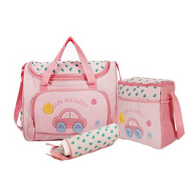 4pcs/set Cartoon Car Waterproof 600D Oxford Multi-Function Shoulder Bag + Handbag + Bottle Bag + Baby Changing Mat Women Baby Travel Bag Set Mummy Bags 