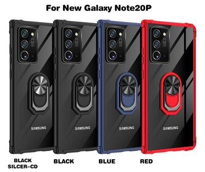 Sergeant Acrylic Shock Absorption and Anti-fall PC+TPU Phone Case with Metal Ring Kickstand and Metal Patch for Samsung Galaxy Note20 Pro