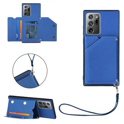 Skin Feel Card Slots Shockproof PU Leather Stand Wallet Phone Case with Hand Strap for Samsung Galaxy Note20 Ultra