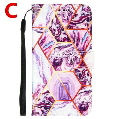 Marble Plating Stitching Geometric Patterns Shockproof and Scratchproof PU Leather+TPU Wallet Phone Case for Samsung Galaxy Note20