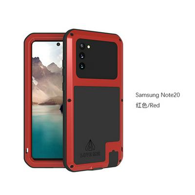 Love Mei Powerful Series Dust-Proof Shockproof Splash-Proof Silicone + Metal + Tempered Glass Support Wireless Charging Back Cover Case for Samsung Galaxy Note20 