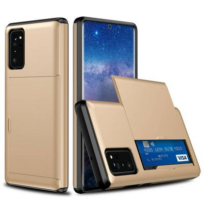 Armor 2 in 1 Shockproof Anti-Scratch with Slide Card Slot Hard PC + Soft TPU Back Cover Protective Case for Samsung Galaxy Note20 