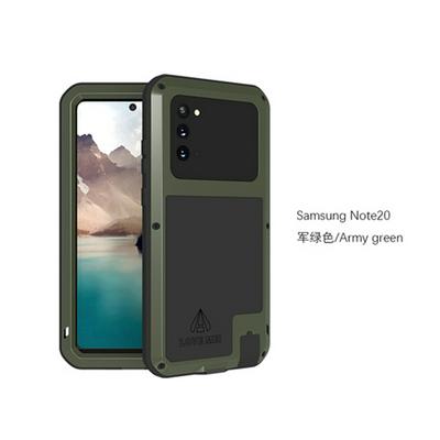 Love Mei Powerful Series Dust-Proof Shockproof Splash-Proof Silicone + Metal + Tempered Glass Support Wireless Charging Back Cover Case for Samsung Galaxy Note20 