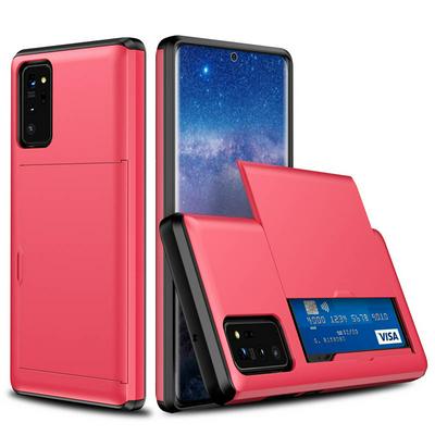 Armor 2 in 1 Shockproof Anti-Scratch with Slide Card Slot Hard PC + Soft TPU Back Cover Protective Case for Samsung Galaxy Note20 