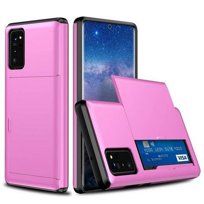 Armor 2 in 1 Shockproof Anti-Scratch with Slide Card Slot Hard PC + Soft TPU Back Cover Protective Case for Samsung Galaxy Note20 