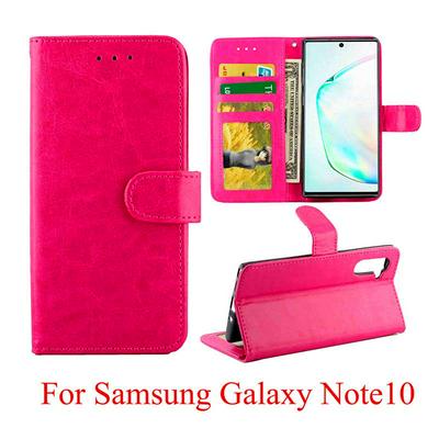 Crazy Horse Pattern Folded Photo Frame Left and Right Open Scratch Resistant PU Leather Phone Cover with Stand and Card Slots for Samsung Galaxy Note 10