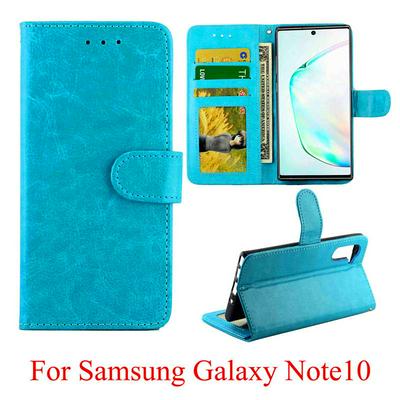 Crazy Horse Pattern Folded Photo Frame Left and Right Open Scratch Resistant PU Leather Phone Cover with Stand and Card Slots for Samsung Galaxy Note 10