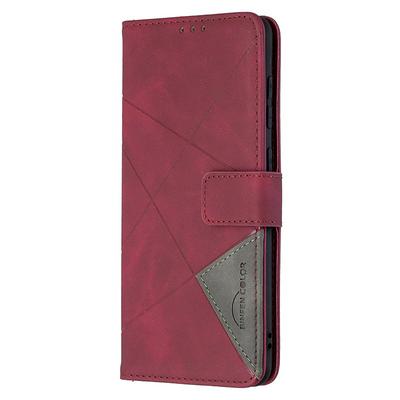 Stitching Color Rhombus Pattern BF05 Scratch Resistant PU Leather Phone Protective Case with Stand &Card Slots for Samsung Galaxy A31