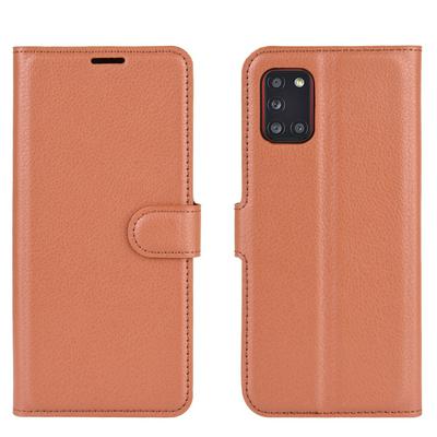 Litchi Pattern Side Flip Shockproof PU Leather + Soft TPU Magnetic Buckle with Stand and Card Slots Wallet Case for Samsung Galaxy A31