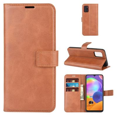 Retro Side Flip Anti-Sratch Shockproof PU Leather + Soft TPU Magnetic Buckle with Stand and Card Slots Wallet Case for Samsung Galaxy A31