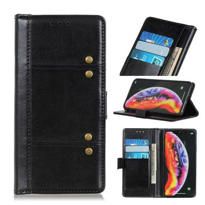 For iPhone 12/12 Pro(6.1) Crazy Horse Pattern Magnetic Buckle Flip Leather Case with Card Slot & Stand Function