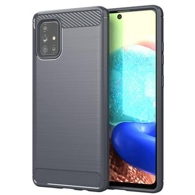 For Samsung Galaxy A71 5G Carbon Fiber Drawing Series Scratch Resistant Shock Absorption Soft TPU Back Cover Case