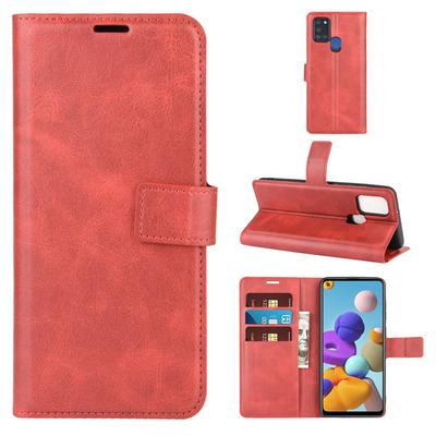 Square Buckle Left and Right Open Scratch Resistant PU Leather Phone Cover with Stand and Card Slots for Samsung Galaxy A21S