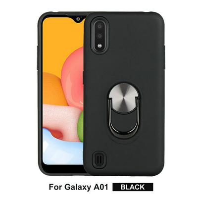 Solid Color Frosted 2 in 1 Detachable with 360 Degree Rotatable Magnetic Suction Ring Bracket Hard PC + Soft TPU Back Cover Case for Samsung Galaxy A01