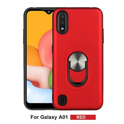 Solid Color Frosted 2 in 1 Detachable with 360 Degree Rotatable Magnetic Suction Ring Bracket Hard PC + Soft TPU Back Cover Case for Samsung Galaxy A01