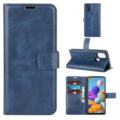 Square Buckle Left and Right Open Scratch Resistant PU Leather Phone Cover with Stand and Card Slots for Samsung Galaxy A21S