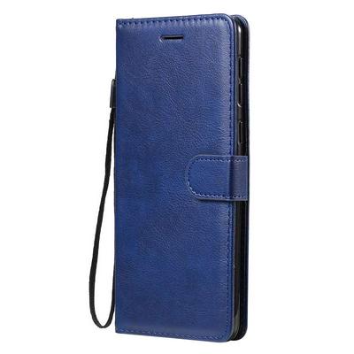 Solid Color Wrist Strap Style Shockproof Side Flip PU Leather + Soft TPU Card Slots with Magnetic Buckle and Stand Wallet Case for Samsung Galaxy A21