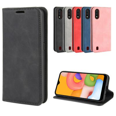 Crazy Horse Pattern Magnet Attraction Side Flip PU Leather + Soft TPU with Card Slots and Stand Wallet Case for Samsung Galaxy A01