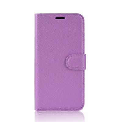 Side Flip Lychee Pattern Scratch Resistant PU Leather Wallet Phone Case with Stand and Card Slots for Samsung Galaxy A21 U.S. Edition