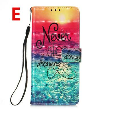 Color Painted Side Flip Scratch Resistant PU Leather Wallet Phone Case with Stand and Lanyard for Samsung Galaxy A21