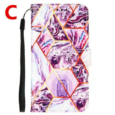 Marble Plating Stitching Geometric Patterns Shockproof and Scratchproof PU Leather+TPU Wallet Phone Case for Samsung Galaxy A31